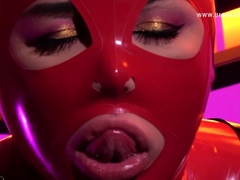 Shemale in Red Latex is Ready to Dominate You