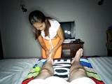 Thai MILF wife husband foot sex massage