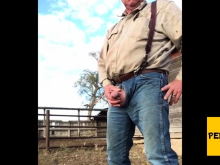 Farmer Daddy Caught Peeing Outdoors