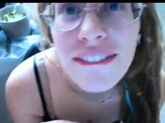 Nerdy Teen Sucks Her First Dick